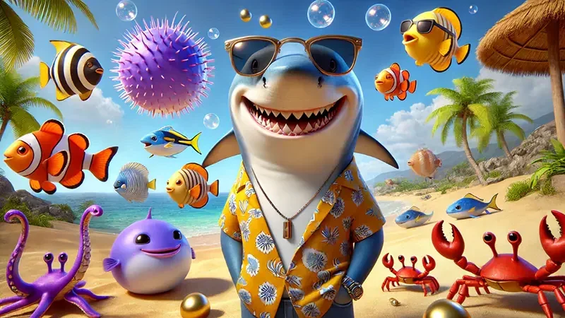 Arena bawah laut dengan target ikan dan meriam permainan